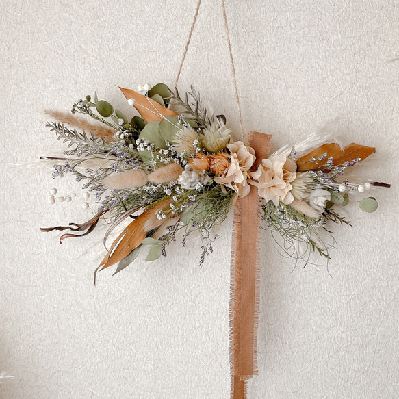 横向きスワッグ ナチュラル ドライフラワー 横長スワッグ スワッグ