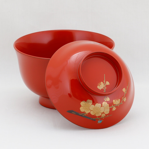 伝統工芸 輪島塗 夫婦吸物椀「紅白梅蒔絵」 【1016】 お椀・ボウル・鉢