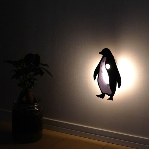 人感センサー付間接照明 ペンギンシルエット ウォールライト スタンド