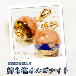 白蛇抜け殻入プレミアムオルゴナイト＊キラキラの宝石を持ったお座り