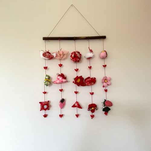 壁掛け吊るし雛③ かわいい吊るし飾り 1点物 桃の節句 ひな祭り