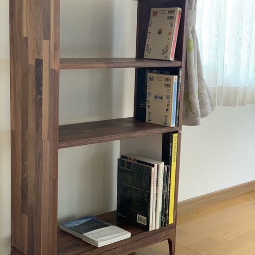 ウォルナット】脚付き3段カフェラック アンティーク 本棚 ブックラック