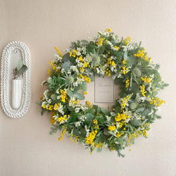 大きなミモザとスターチスのリース ミモザ スターチス リース ドライ