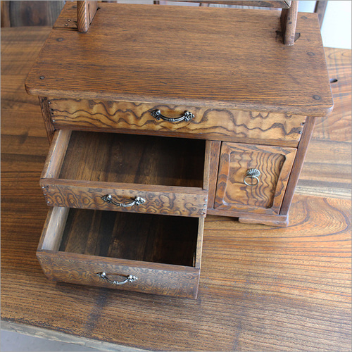 ケヤキ アンティーク ドレッサー 鏡台 おしゃれ 小物 卓上 引き出し