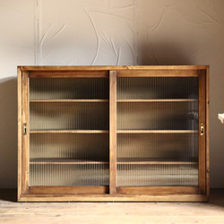 W120モールガラスの引き戸棚（引き出し無し）食器棚。サイズオーダー