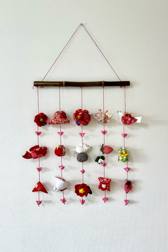 壁掛け吊るし雛⑥ かわいい吊るし飾り 1点物 桃の節句 ひな祭り