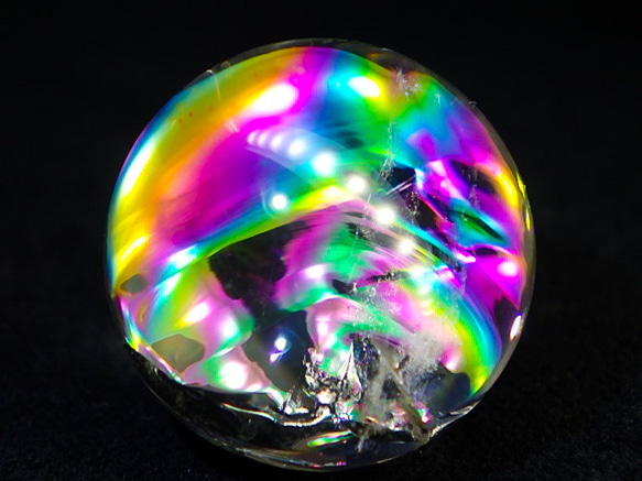 ☆ヒマラヤ産 極上☆虹入り水晶玉20mm/59ctとポーチ付レインボー