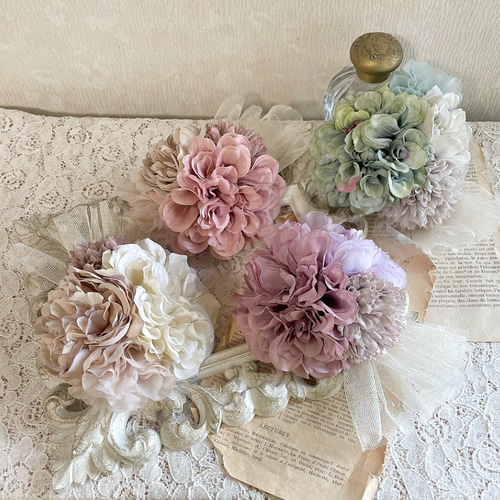 4color)くすみブーケヘッドドレス 】ヘッドドレス フラワー 七五三 753