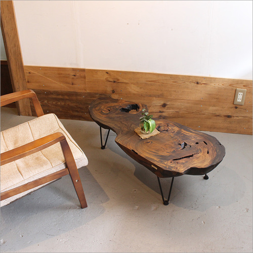 ケヤキ 一枚板 ローテーブル ちゃぶ台 おしゃれ アンティーク 脚