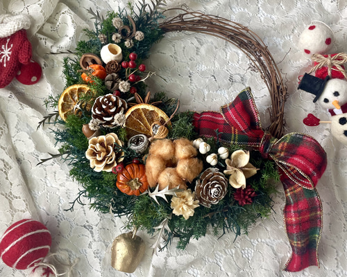 森の中のクリスマスリース プリザーブドフラワー Atelier sol daisy