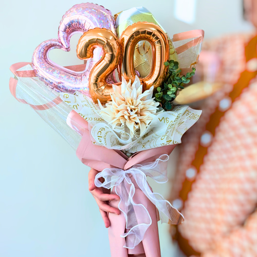 祝☆20歳！成人祝いバルーンブーケ＜PINK＞│ 二十歳 成人の日