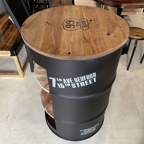 在庫あり 即納 Ok ドラム缶テーブル テーブル 棚 ダーク ブラック