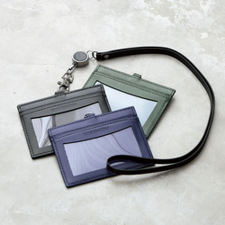 便利な両面クリア窓設計】 リール付き IDカードホルダー 社員証ケース