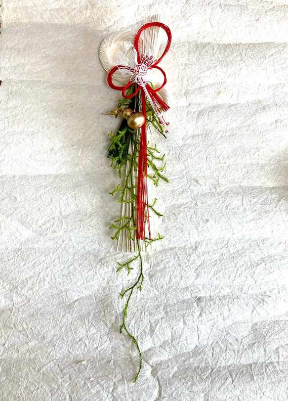 翌日迄に発送】＂金色の瓢箪と神聖なヒカゲノカズラの紅白水引の