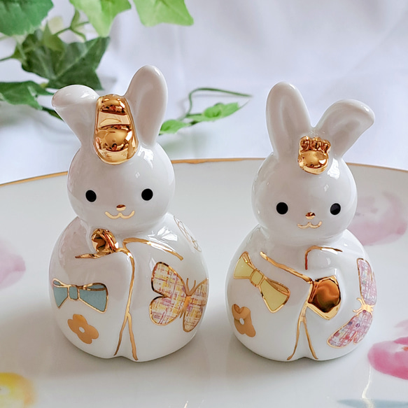 うさぎ 雛 雛人形 桃の節句 フルーツ ひなまつり ポーセラーツ 可愛い