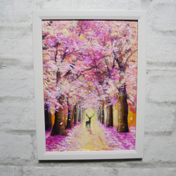 油絵 油彩 油彩画 絵 絵画【春景色の中で桜に立つ鹿】 絵画 HR 通販