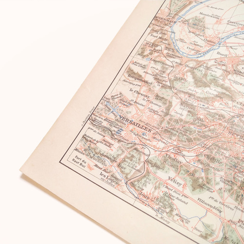 フランス パリ周辺 アンティークマップ 古地図 ヴィンテージペーパー