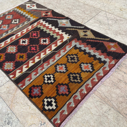 オールドキリム トルコ 手織り ヴィンテージ ラグ 87x58cm カーペット