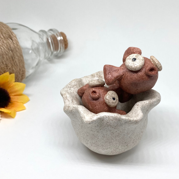 飛び出す！？金魚と金魚鉢」夏のオブジェセット 陶器の置物 かわいい