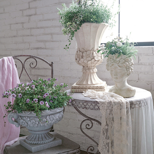 グラスファイバー ゴブレット ホワイト フラワー 植木鉢 プランター 鉢