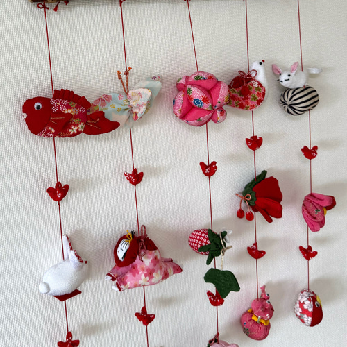 壁掛け吊るし雛③ かわいい吊るし飾り 1点物 桃の節句 ひな祭り