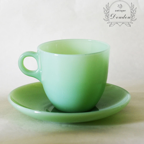 Fire King ジェダイ Jade-ite セントデニス・カップ＆ソーサー【s0161