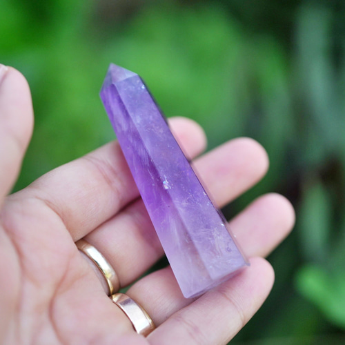 虹入り☆アメジストポイント原石 s1319 天然石 Funky garuda 天然石