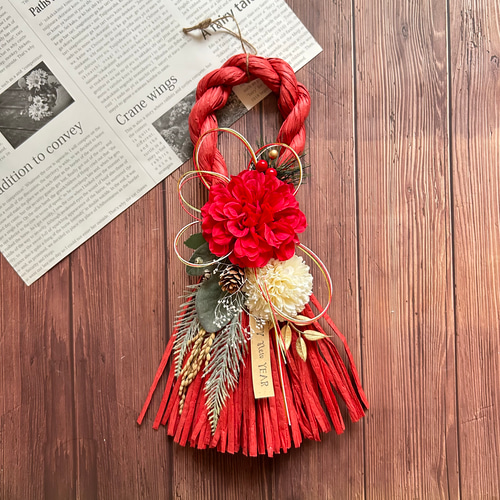 No.18 スワッグしめ縄リース2025 ハンドメイドお正月飾り玄関リース