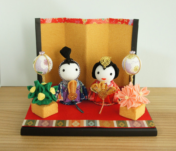 つまみ細工 ちりめん ひな人形 ひなまつり 桃の節句 ぼんぼり 橘 桜