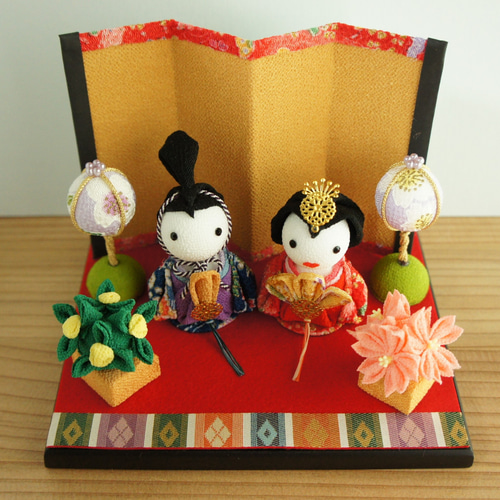 つまみ細工 ちりめん ひな人形 ひなまつり 桃の節句 ぼんぼり 橘 桜