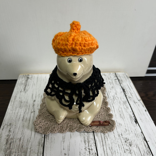 白くま貯金箱 着せ替え ハロウィン 2点セット あみぐるみ mmzk * kobo