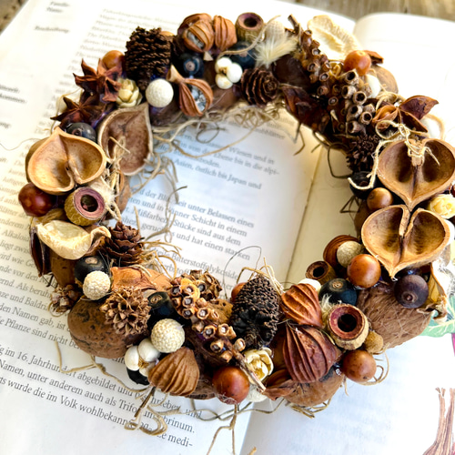 ハロウィン クリスマス リース 木の実 キャンドルリース リース