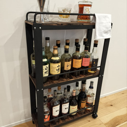 ウィスキーラック ワゴンタイプ 男前インテリア 棚 インダストリアル