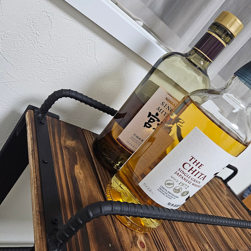 ウィスキーラック ワゴンタイプ 男前インテリア 棚 インダストリアル