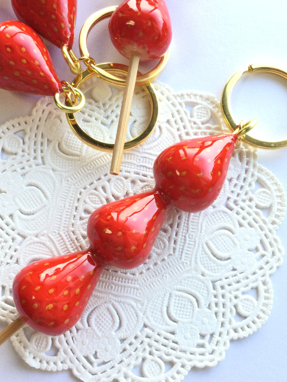 フェイクスイーツ*いちご飴・キーリング*食品サンプル・フルーツ飴