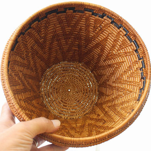 アタ 伝統工芸 アタ製品 蓋つき つぼ型 バスケット カゴ 収納 タオル