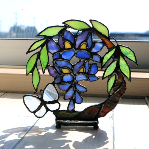 ステンドグラス・藤の花のサンキャッチャー mini サンキャッチャー