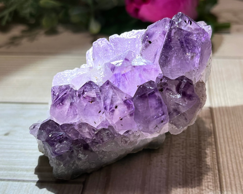 ゲーサイト内包 虹入り アメジスト クラスター 原石 ラフストーン