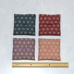 ミニ座布団 青海波柄 10cm角 4枚セット 置物用 その他インテリア雑貨