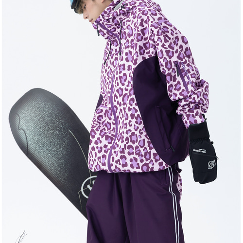 25-26秋冬限定 スノーボードウェア レオパード ヒョウ柄 紫黒