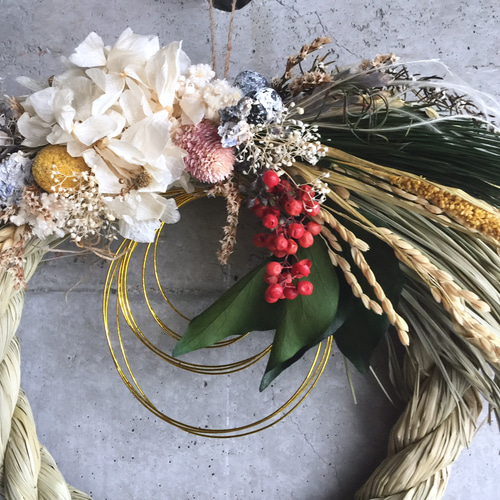 ドライフラワーしめ縄 // プリザーブドドライフラワーのある暮らし