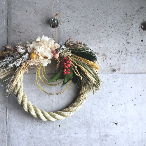 ドライフラワーしめ縄 // プリザーブドドライフラワーのある暮らし