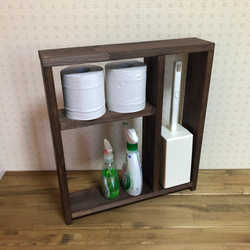 サイズオーダー可】【引取可能】無垢材 縦型のトイレ収納棚 目隠し扉付