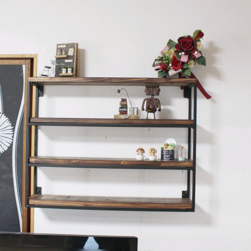 アイアン4段壁掛け飾り棚 壁掛けラック・ウォールシェルフ ブルメイド