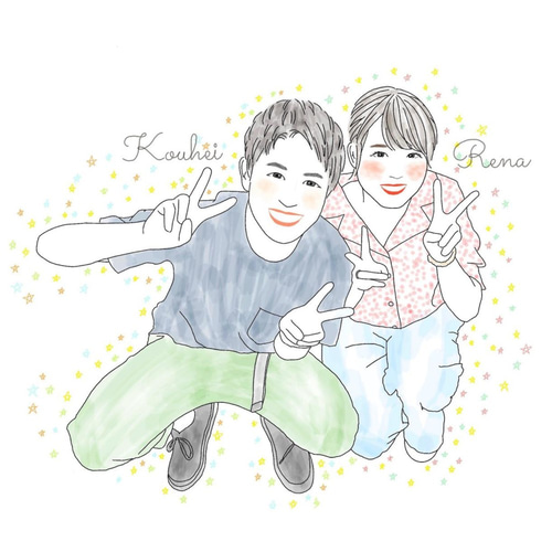 ふんわり系似顔絵 ウェルカムボード 結婚式 オーダーメイド nigaoe001