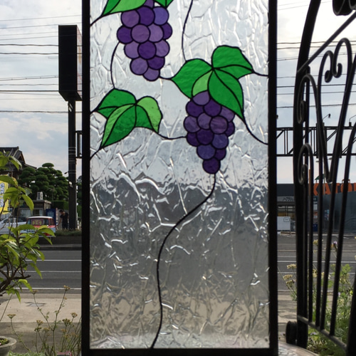 葡萄のステンドグラスパネル」 ガラス タペストリー・壁掛け ステンド