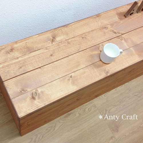 サイズオーダー可】【引取可能】無垢材 アンティーク風収納ベンチ LO