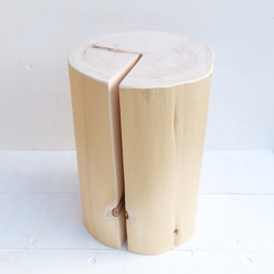 丸太 ひのき ふたご組合せハイテーブル椅子 スツール テーブル 高さ約43㎝ 丸太(切り株)とアイアンスツール(スリム四つ脚×桧)／ スツール