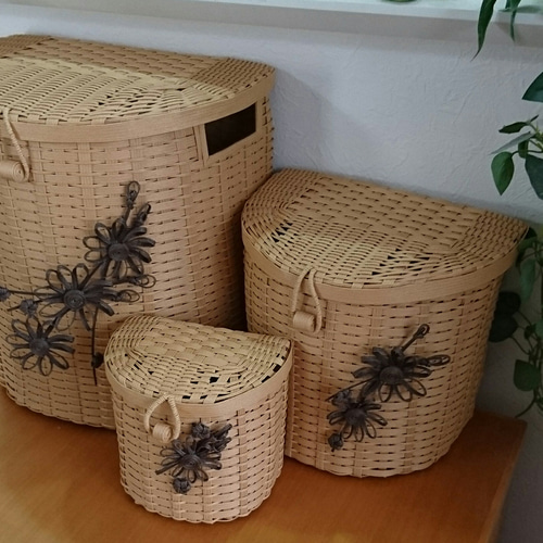 半円型蓋付きバスケット(大サイズ)エコクラフト 紙バンド その他