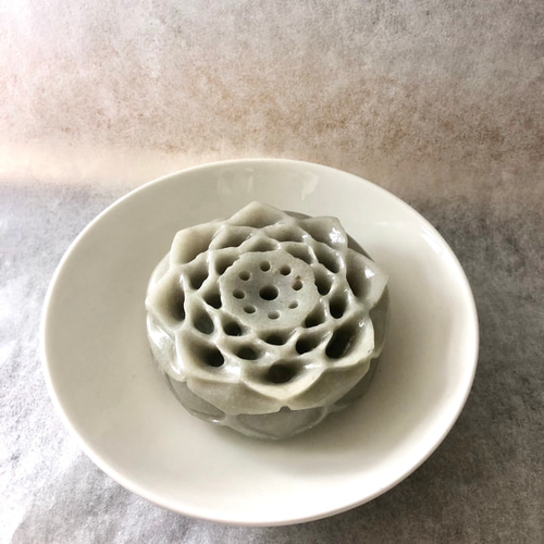 内モンゴル産佘太翡翠 手彫り曼荼羅お香立て&倒流香台 一輪挿し・花瓶